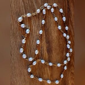 Anne Klein Gold and White Pearl Necklace